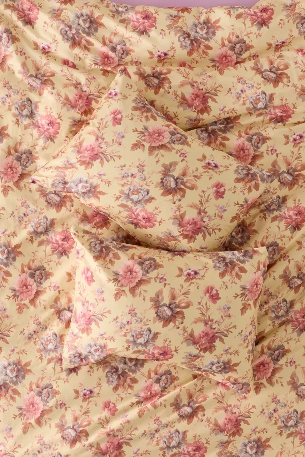 Gemma Floral Printed Cotton Sateen Sham Set - Buttercream Floral