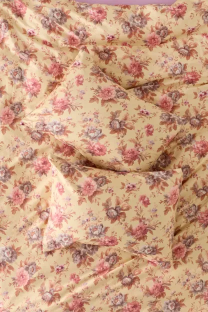 Gemma Floral Printed Cotton Sateen Sham Set - Buttercream Floral