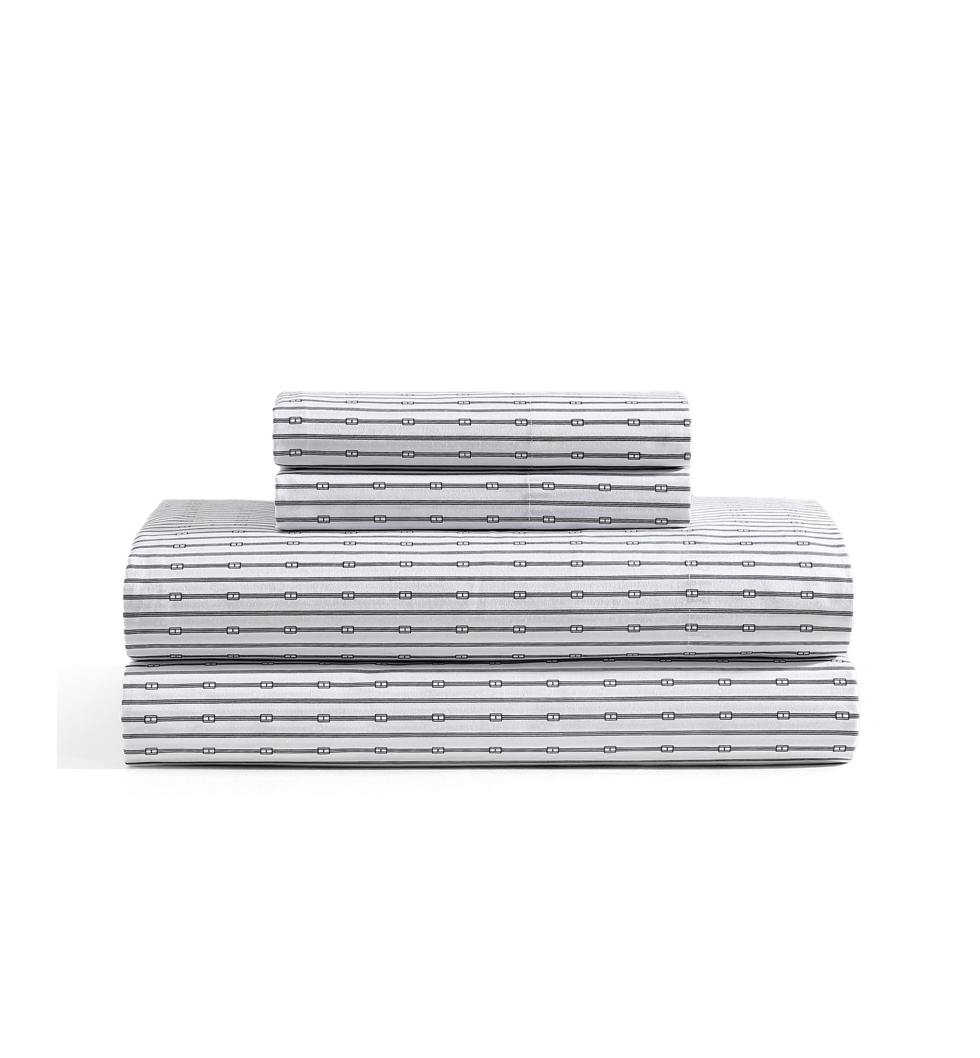 Tommy Hilfiger Printed 200-Thread Count Cotton Percale Sheet Set - Monogram Navy