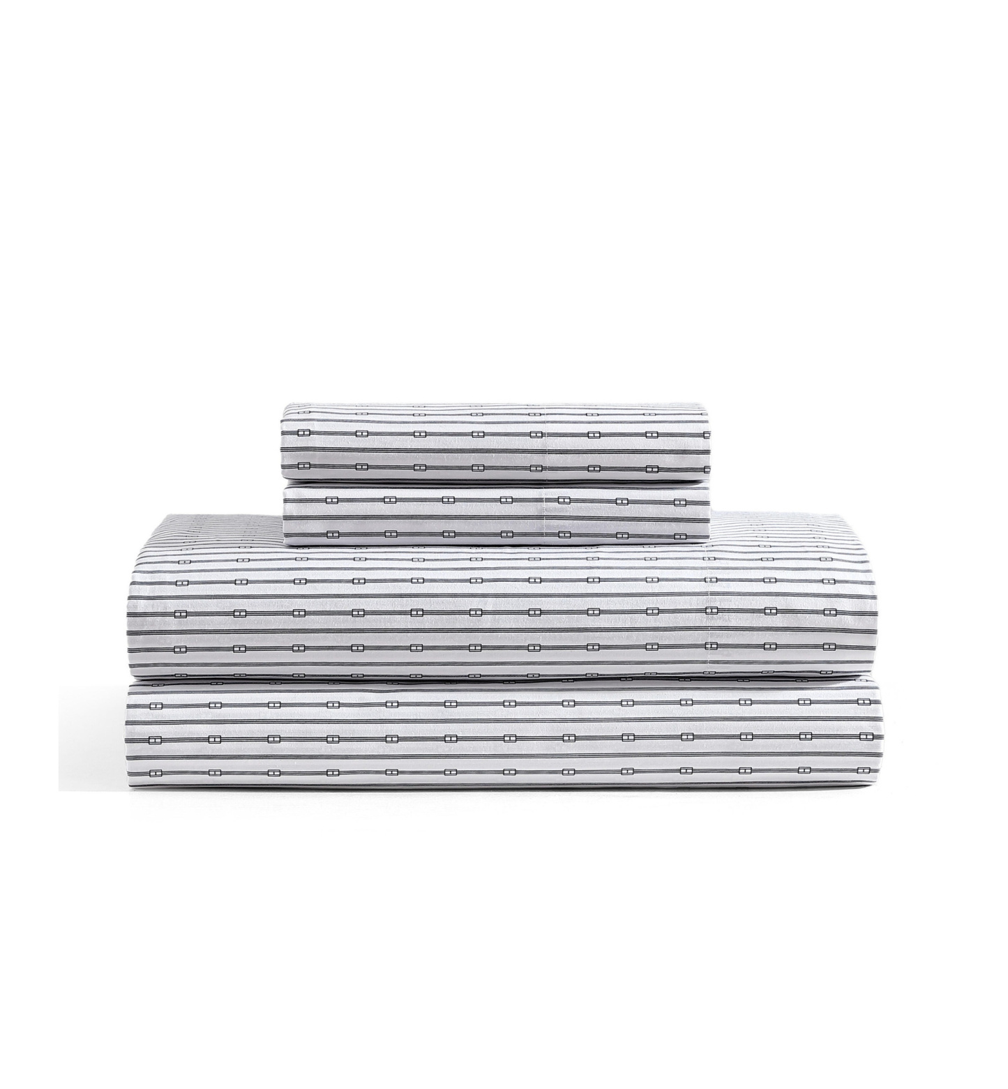 Tommy Hilfiger Printed 200-Thread Count Cotton Percale Sheet Set - Monogram Navy