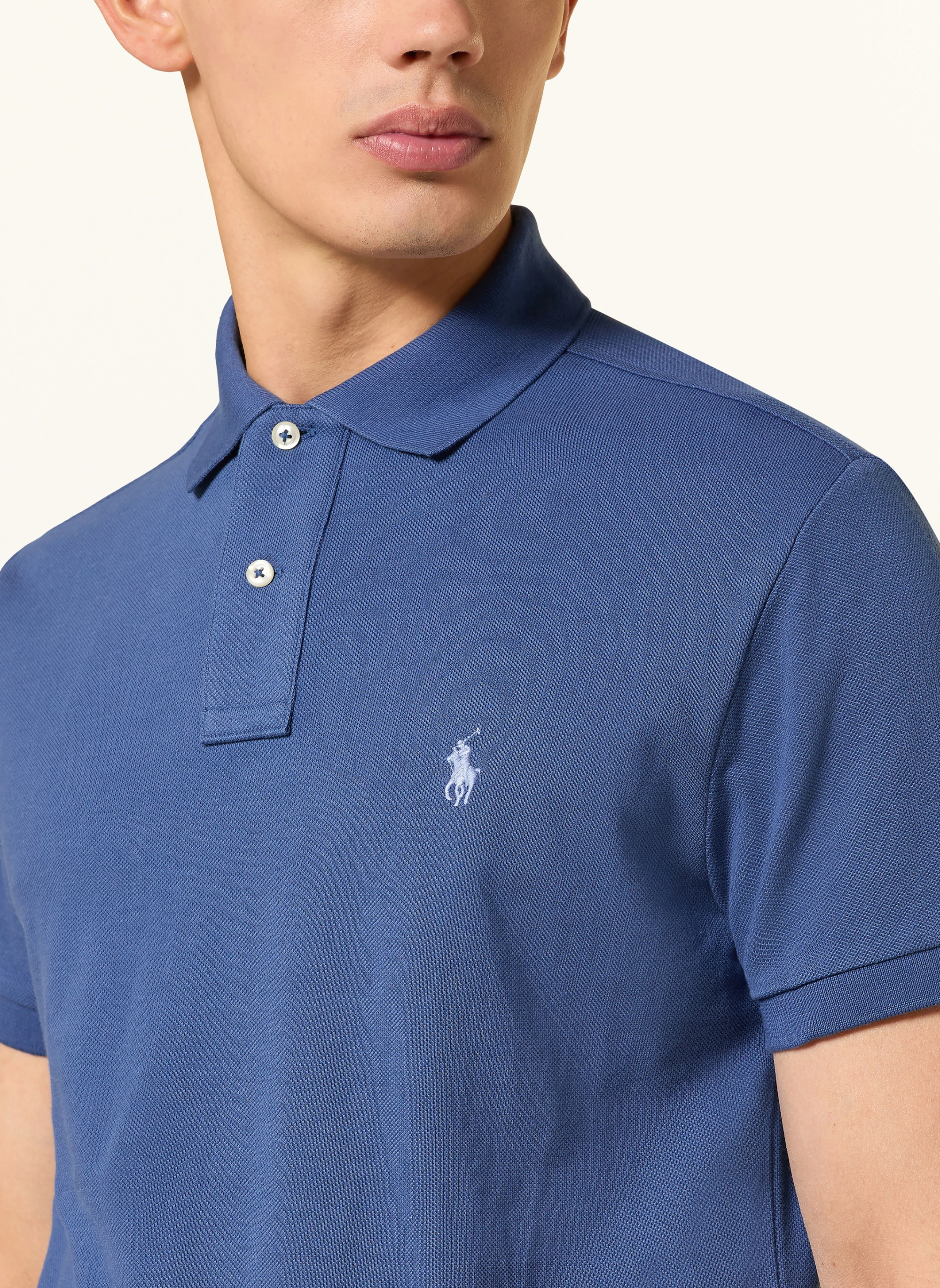 POLO RALPH LAUREN Piqué-Poloshirt Custom Slim Fit – BLAU / HELLBLAU