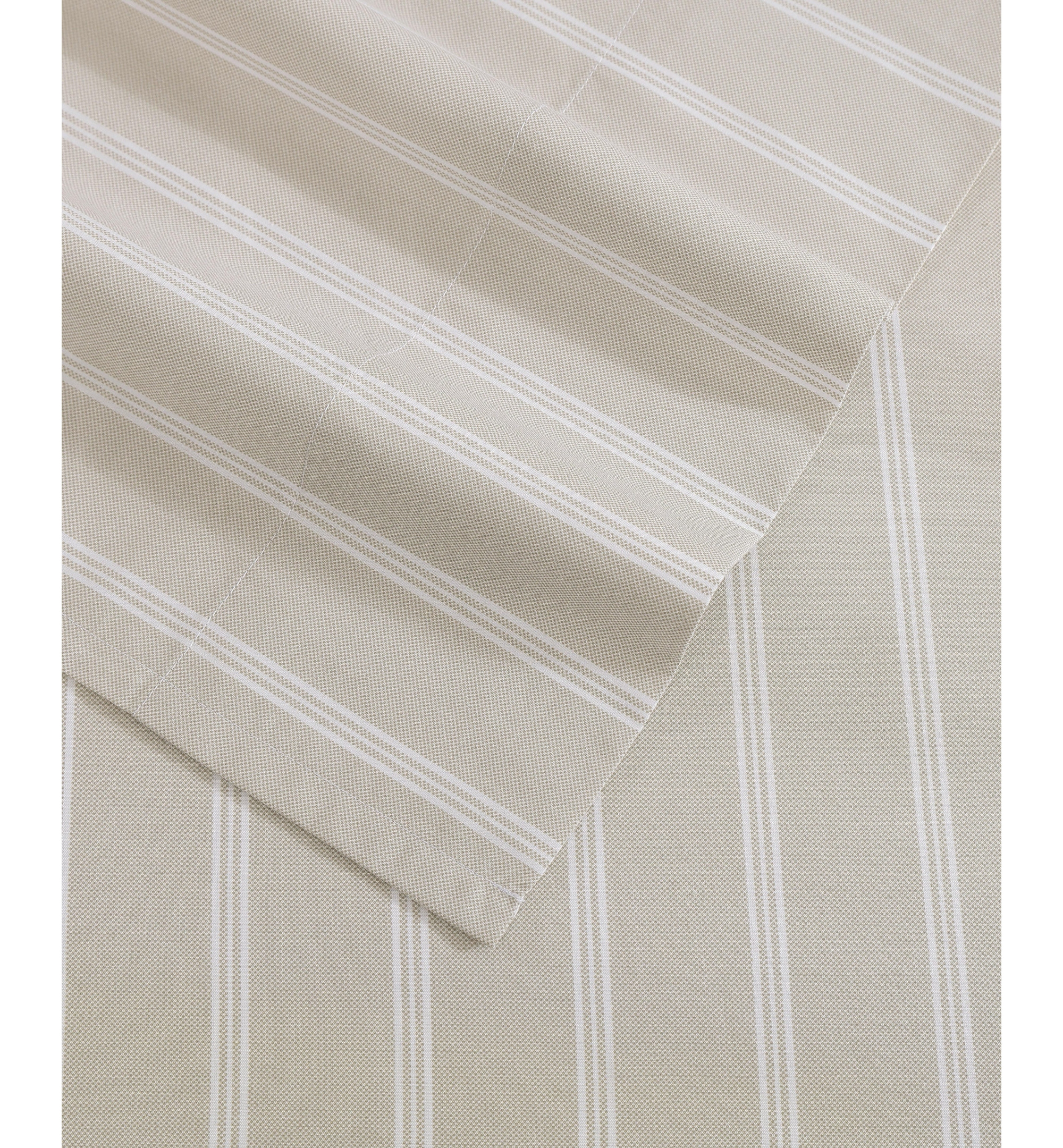 Tommy Hilfiger Printed 200-Thread Count Cotton Percale Sheet Set - Effortless Stripe Beige