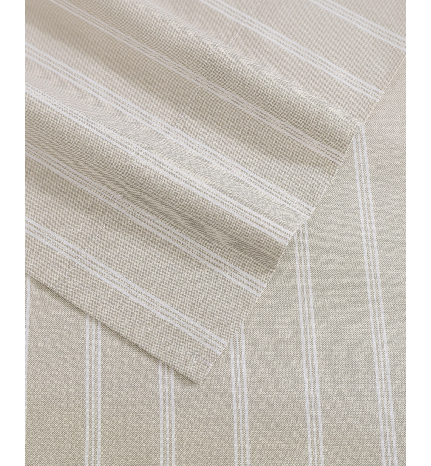 Tommy Hilfiger Printed 200-Thread Count Cotton Percale Sheet Set - Effortless Stripe Beige