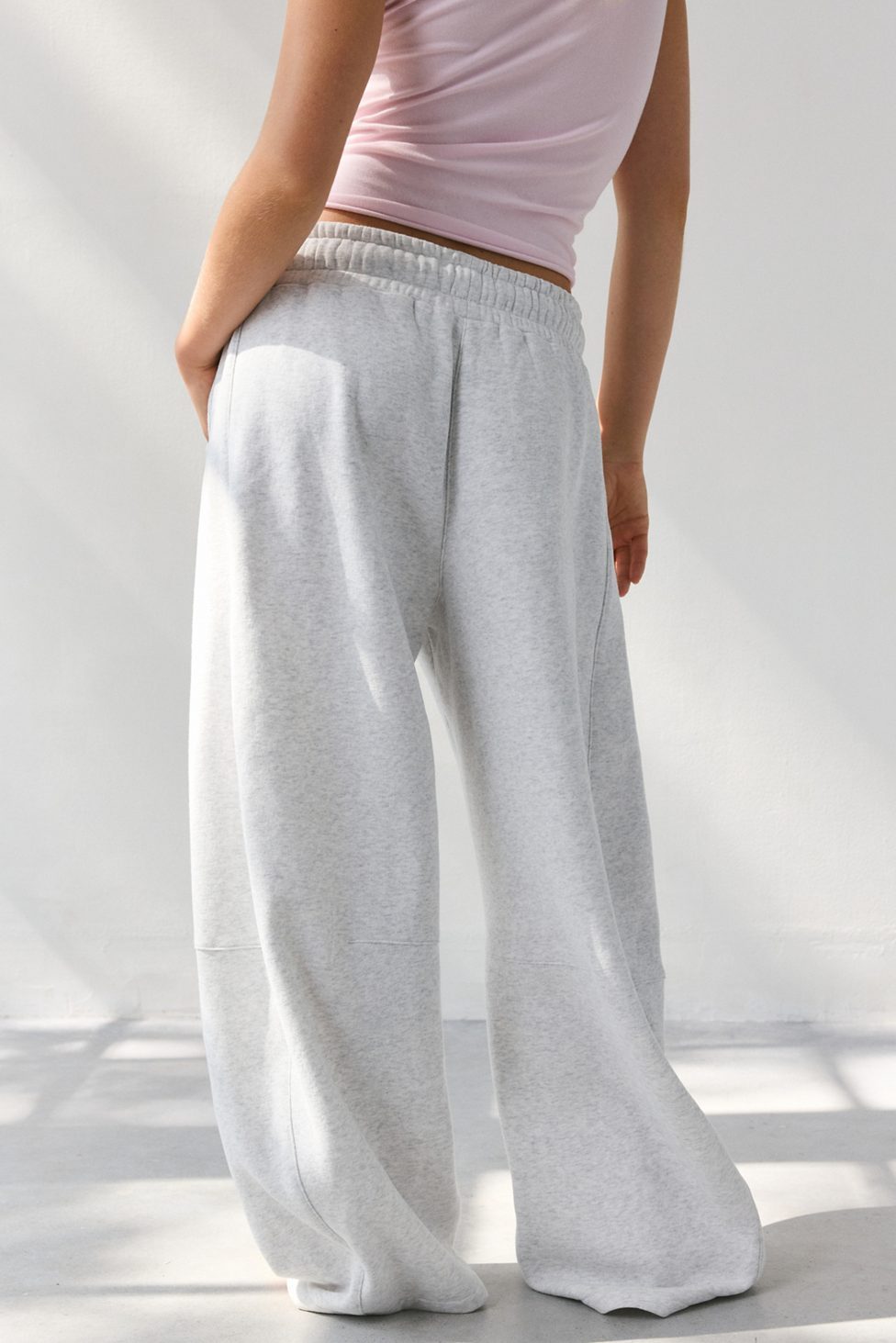 Out From Under Essential Barrel Leg Full Length Sweatpants - Heather Grey