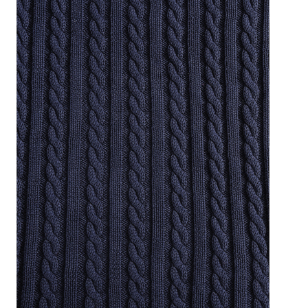 Tommy Hilfiger Solid Cotton Cable Knit Throw, 70" x 50" - Dark Blue