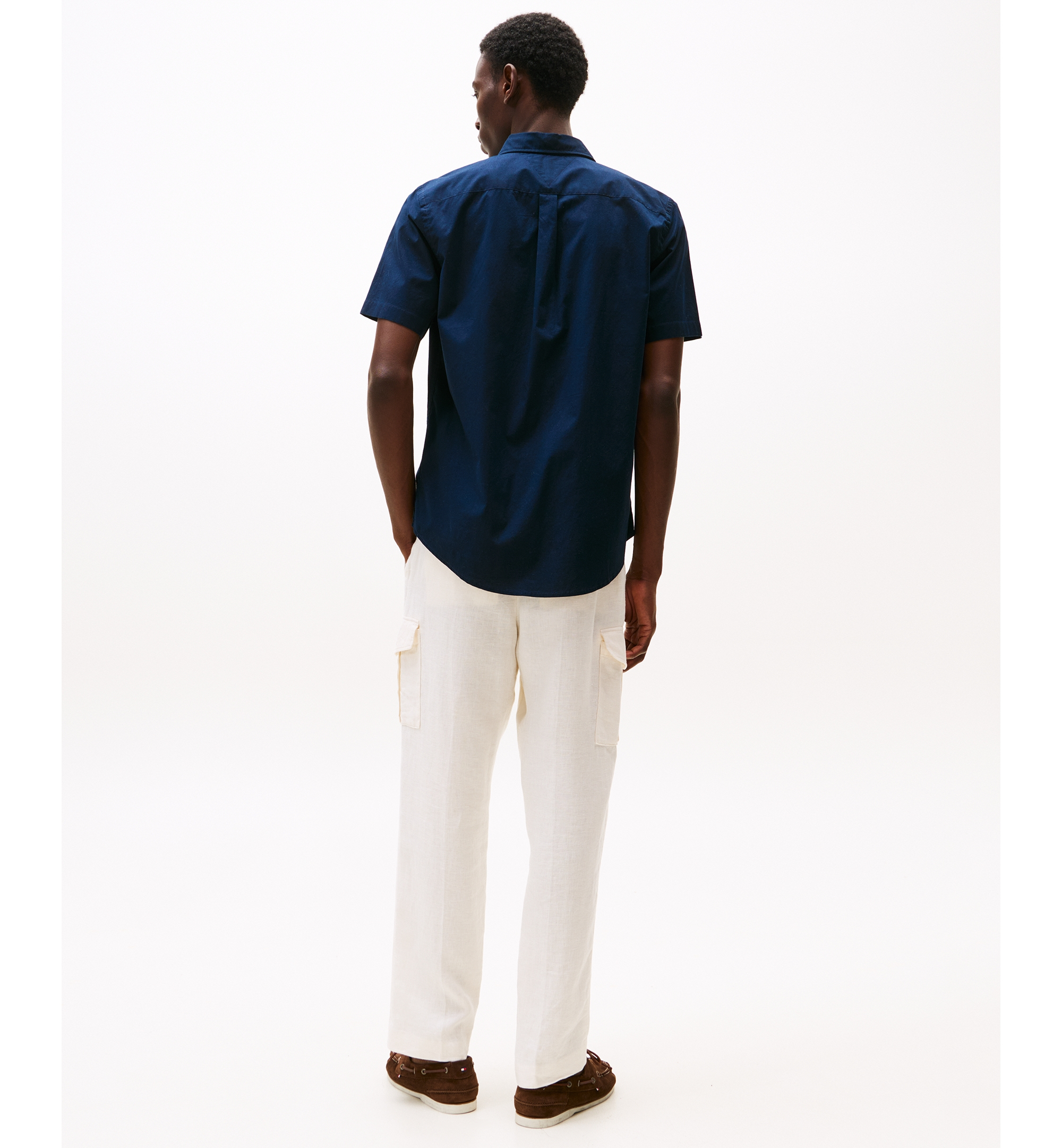 Tommy Hilfiger Men's Short Sleeve Flex Poplin Regular Fit Shirt - Desert Sky