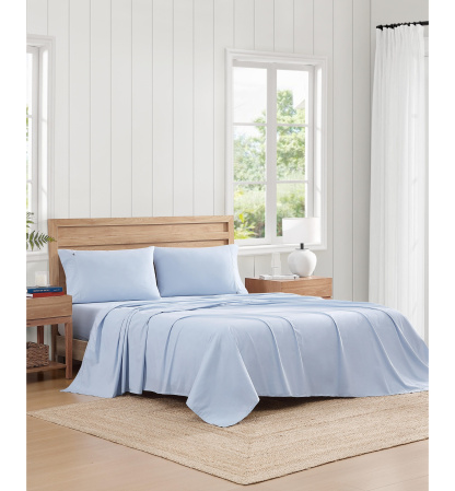 Tommy Hilfiger Solid 200-Thread Count Cotton Percale Sheet Set - Blue