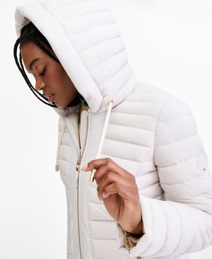 Tommy Hilfiger Women's Puffer Packable Hooded Coat - WHITE SAND