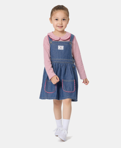 Tommy Hilfiger Girls' 2T-6X Striped Top and Jumper, 2-Piece Set - Blue/Pink