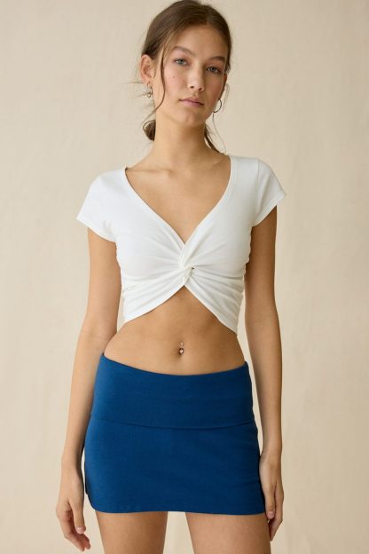 Out From Under Bec Foldover Low-Rise Mini Skort - Blue
