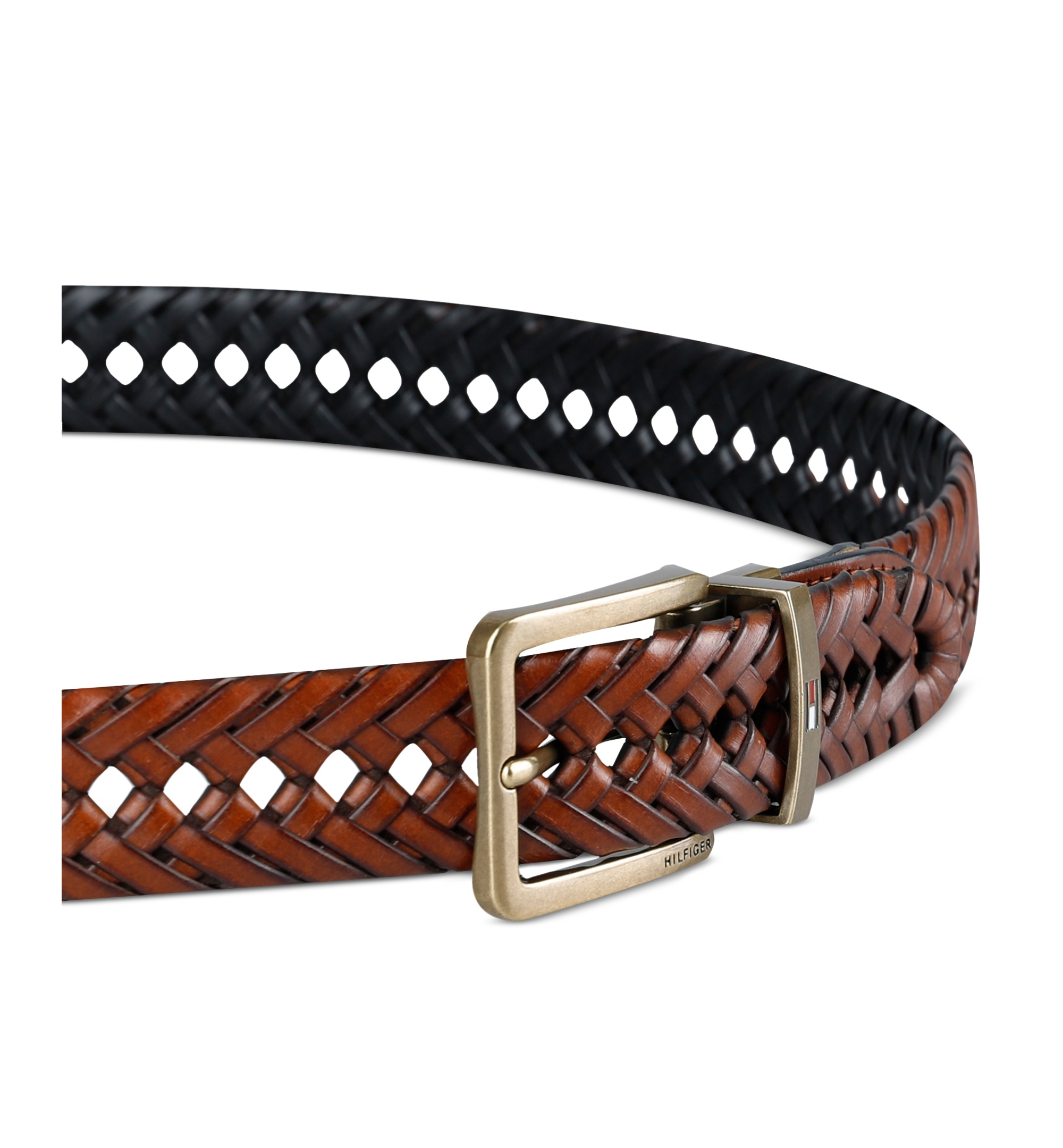 32MM Tommy Hilfiger Men's Reversible Lace Logo Belt - Cognac/Black