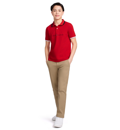Tommy Hilfiger Boys' 8-20 Tomas Short-Sleeve Tipped Polo Shirt - Tommy Red