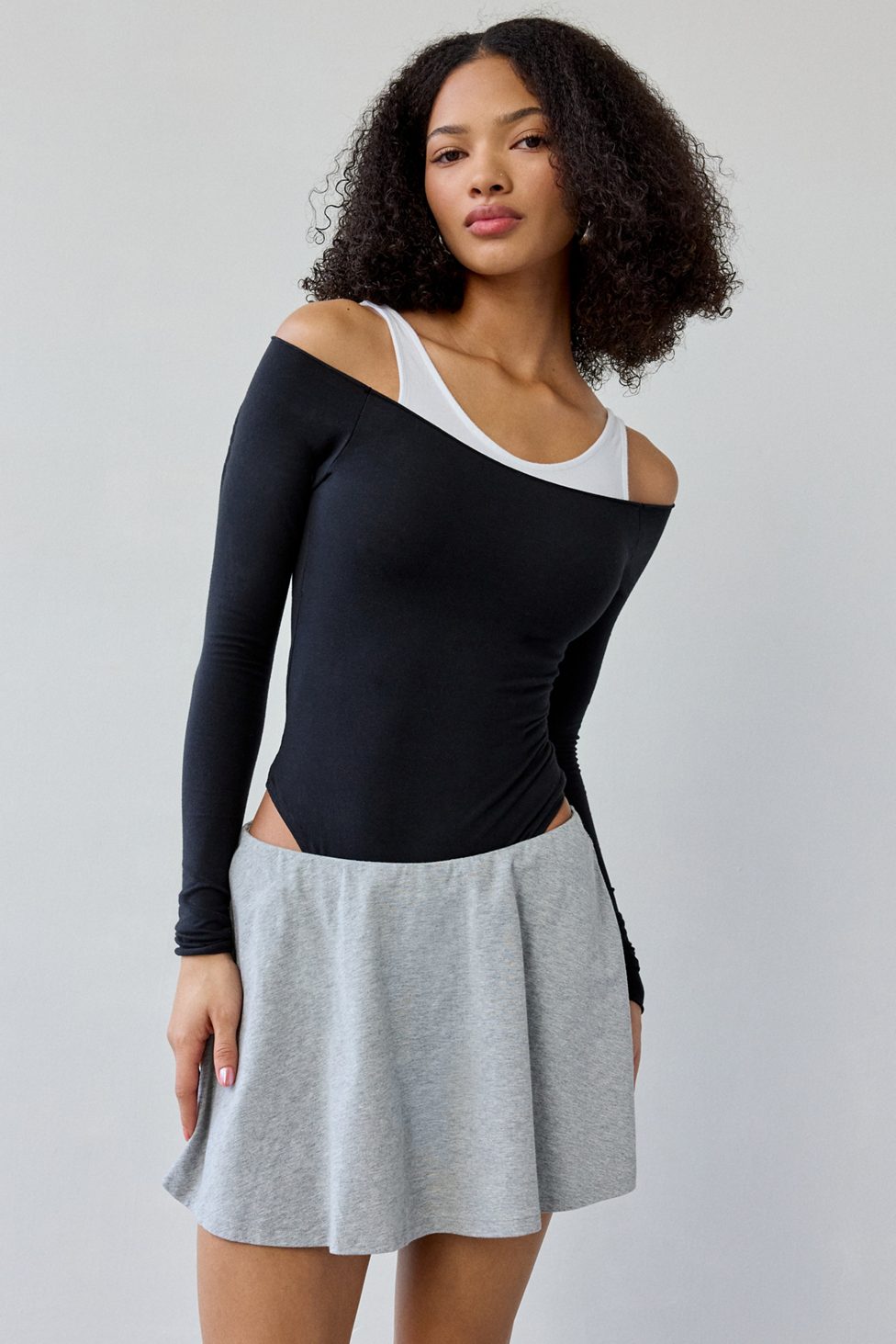 Out From Under Bec Mid-Rise Skater Mini Skort - Grey