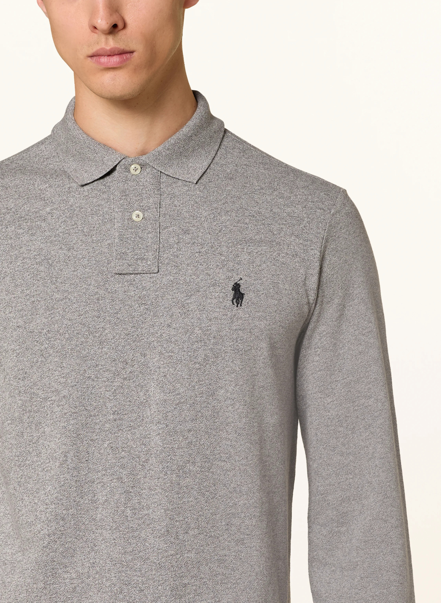 POLO RALPH LAUREN Piqué-Poloshirt Custom Slim Fit – GRAU MELIERT