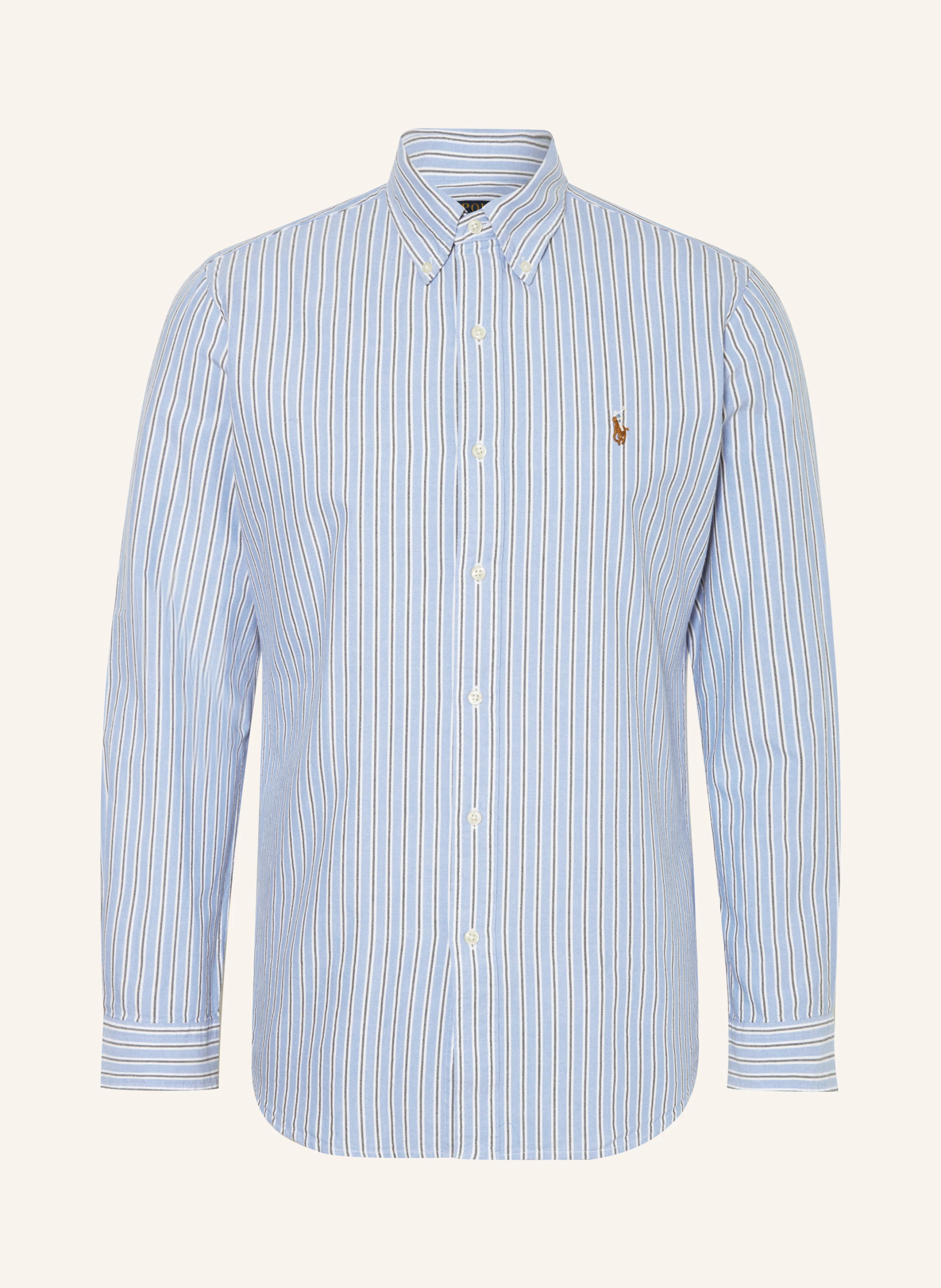 POLO RALPH LAUREN Oxfordhemd Custom Fit – HELLBLAU / GRAU / WEISS
