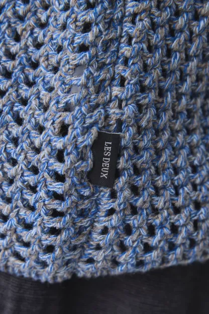 Les Deux Gerald Knitted Polo Cardigan - Dark Denim Blue