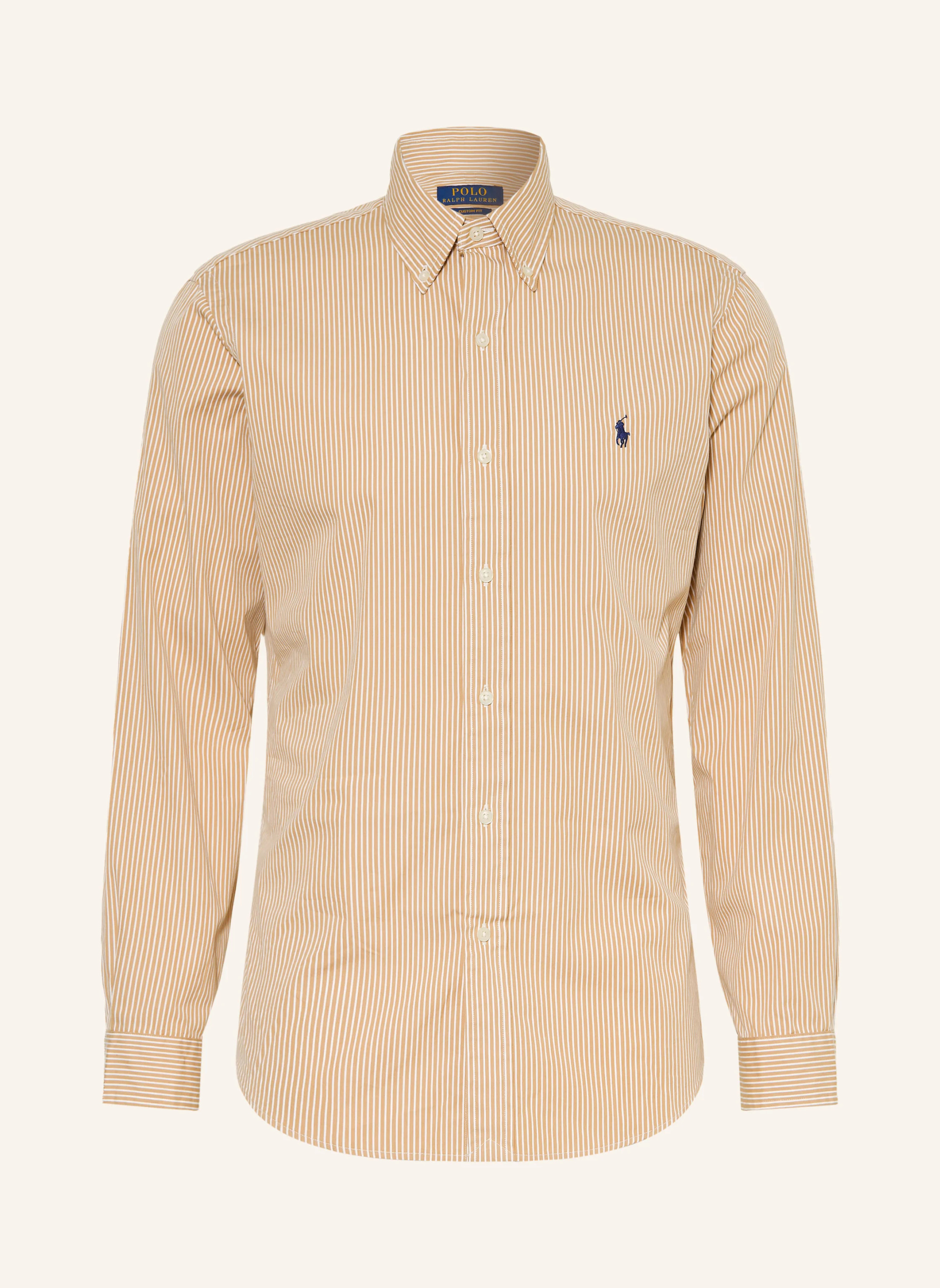 POLO RALPH LAUREN Hemd Custom Fit – CAMEL / WEISS