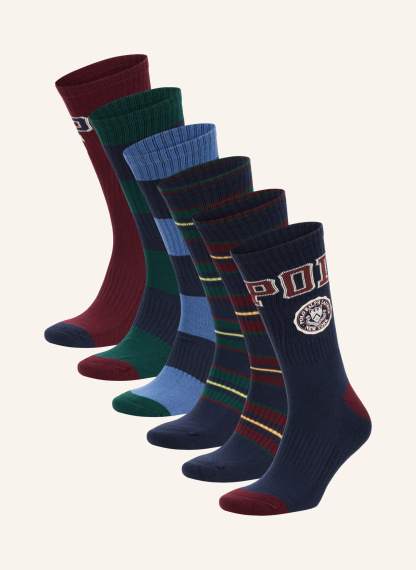 POLO RALPH LAUREN 6er-Pack Socken – DUNKELROT / DUNKELGRÜN / BLAU