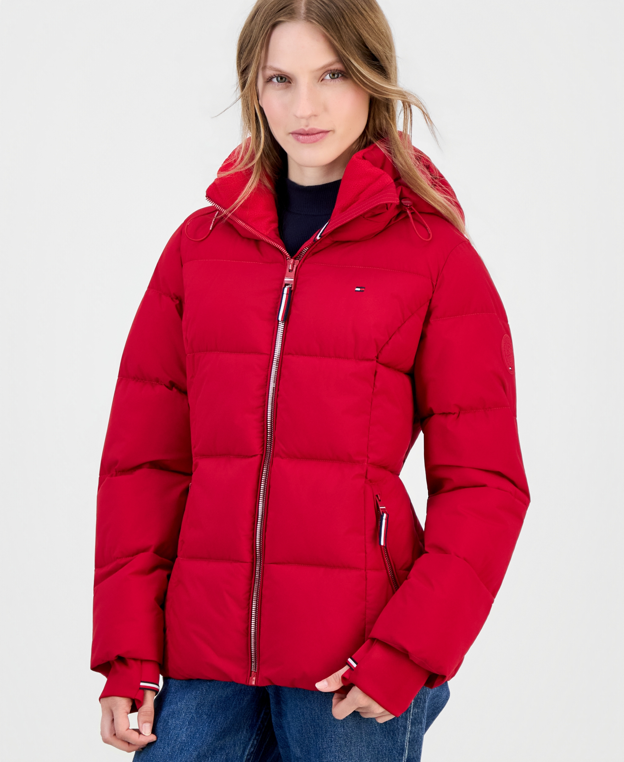 Tommy Hilfiger Women's Short Hooded Puffer Jacket, Created for Macy's - Crimson
