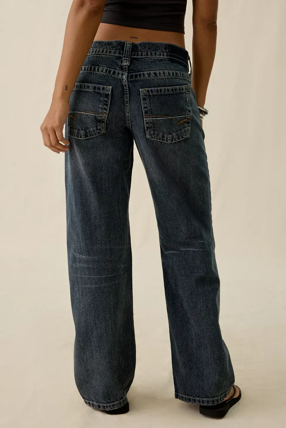 BDG Kayla Wash Effect Low-Rise Jeans - Blue Black Blasted