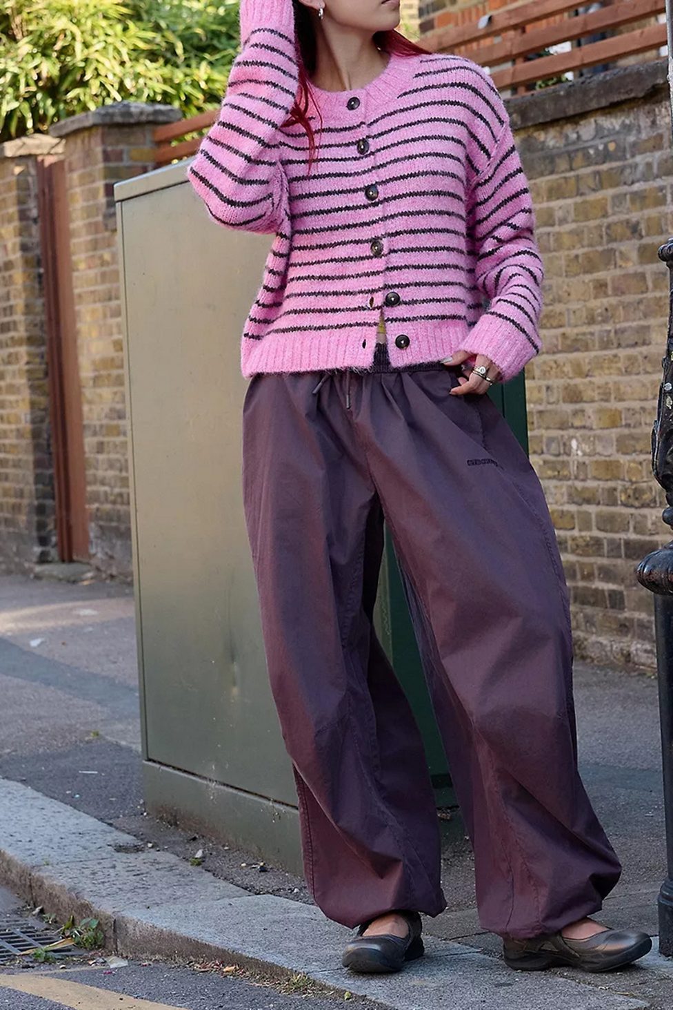 UO Hudson Fuzzy Cardigan - Pink Combo