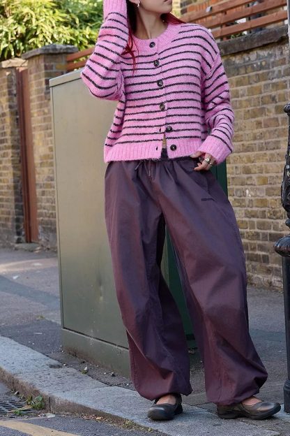 UO Hudson Fuzzy Cardigan - Pink Combo