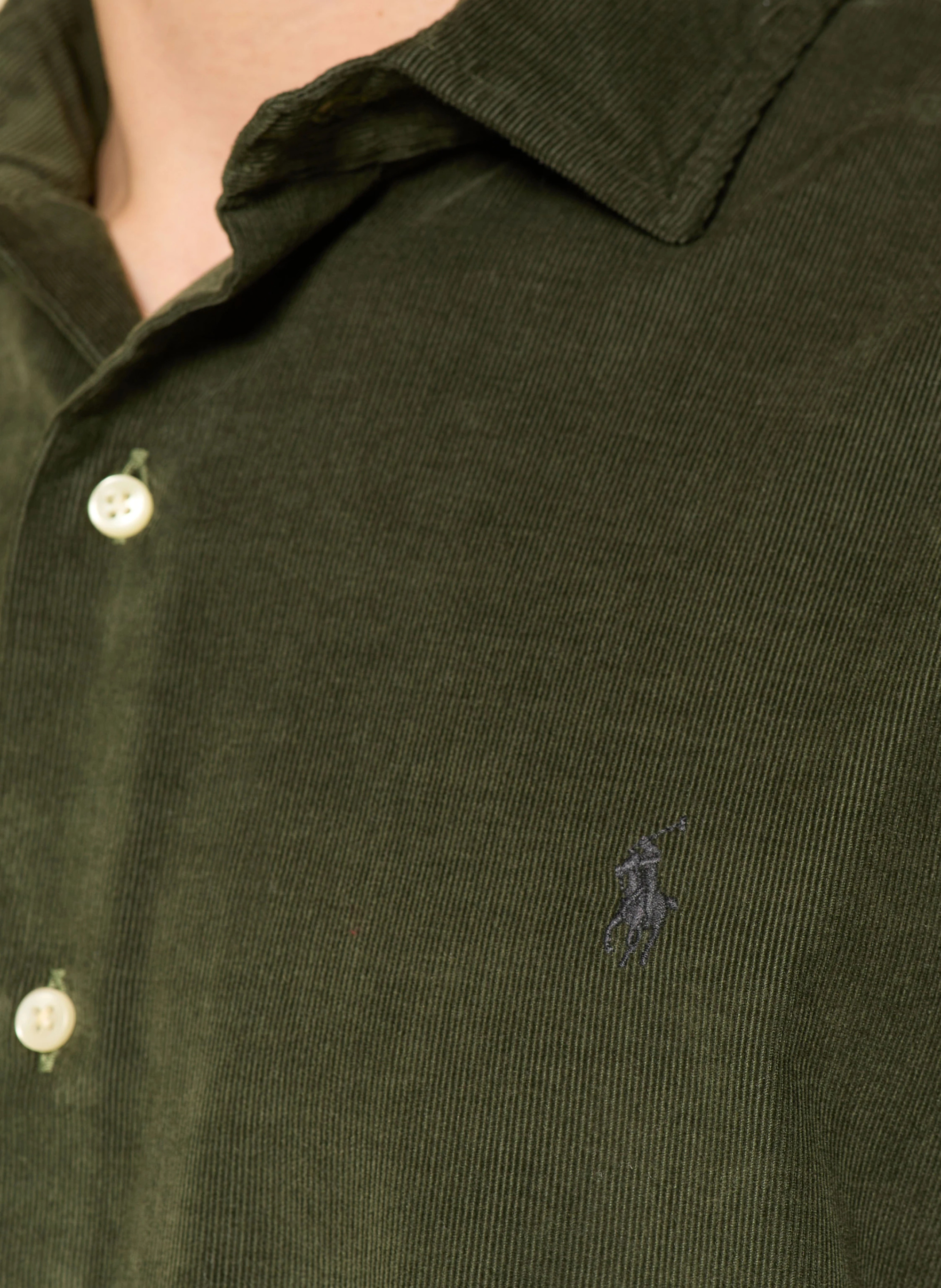 POLO RALPH LAUREN Cordhemd Custom Fit – OLIV