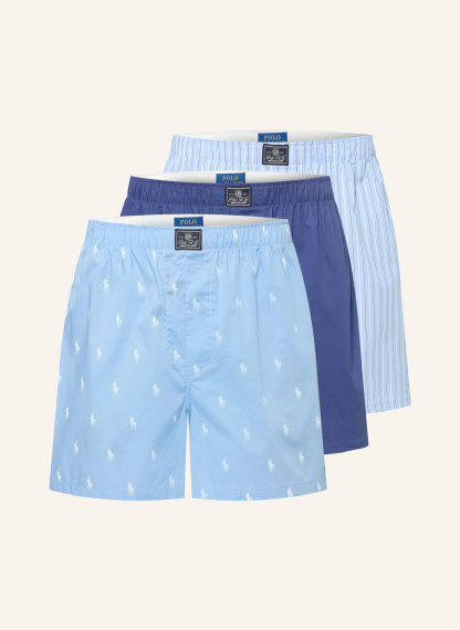 POLO RALPH LAUREN 3er-Pack Web-Boxershorts – DUNKELBLAU / HELLBLAU / WEISS