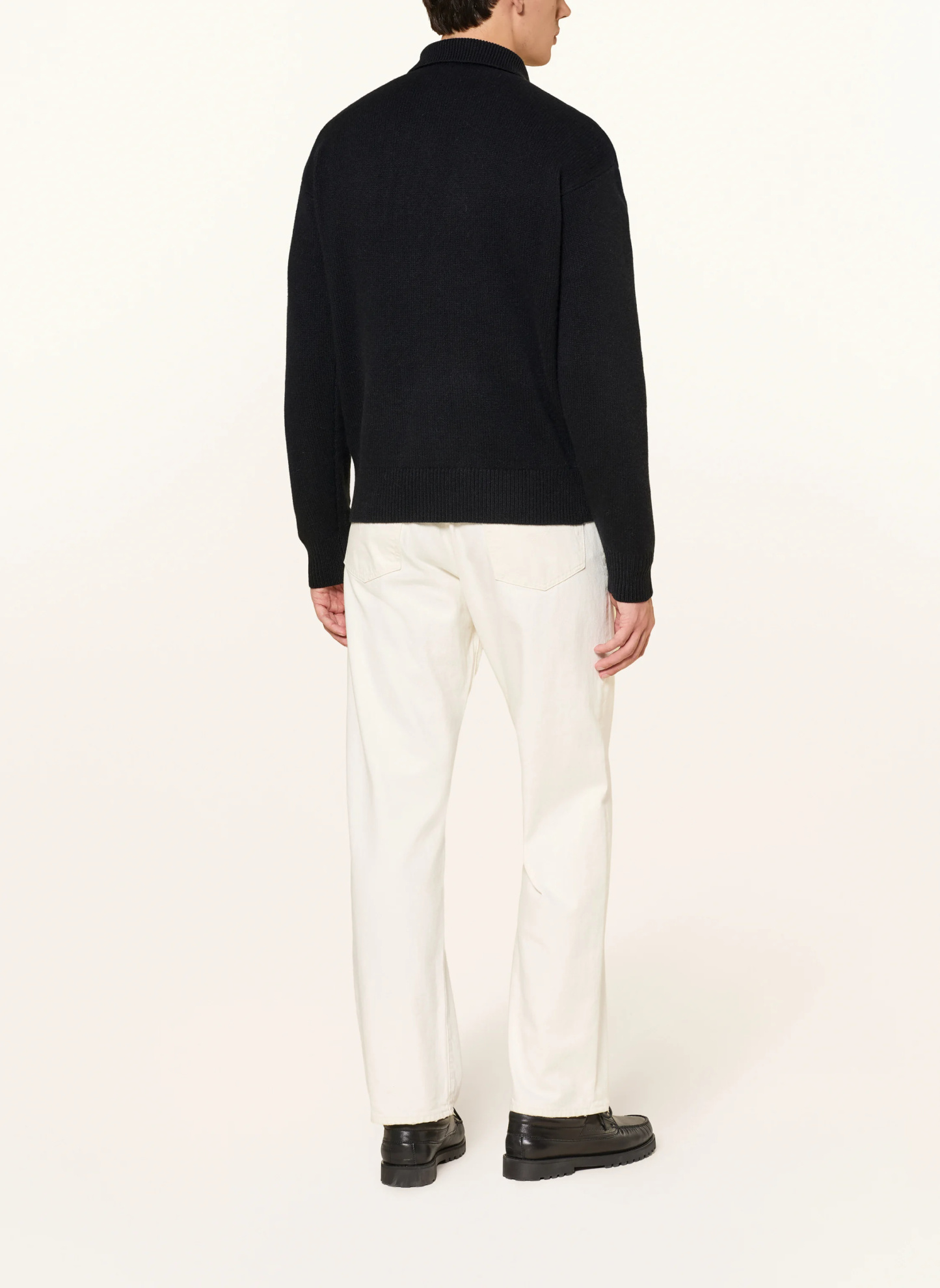POLO RALPH LAUREN Strick-Poloshirt Relaxed Fit – SCHWARZ / ECRU