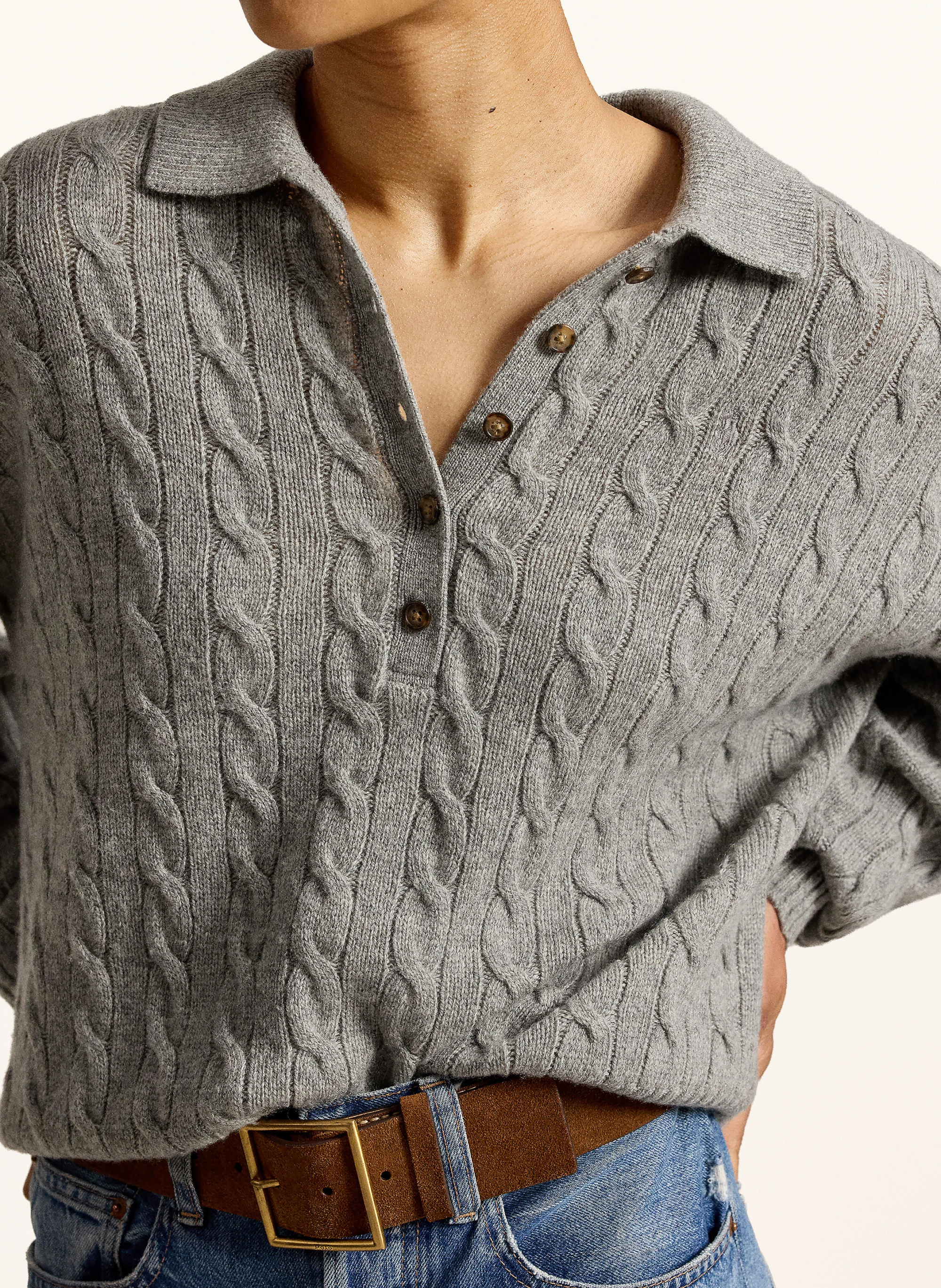 POLO RALPH LAUREN Strick-Poloshirt – GRAU
