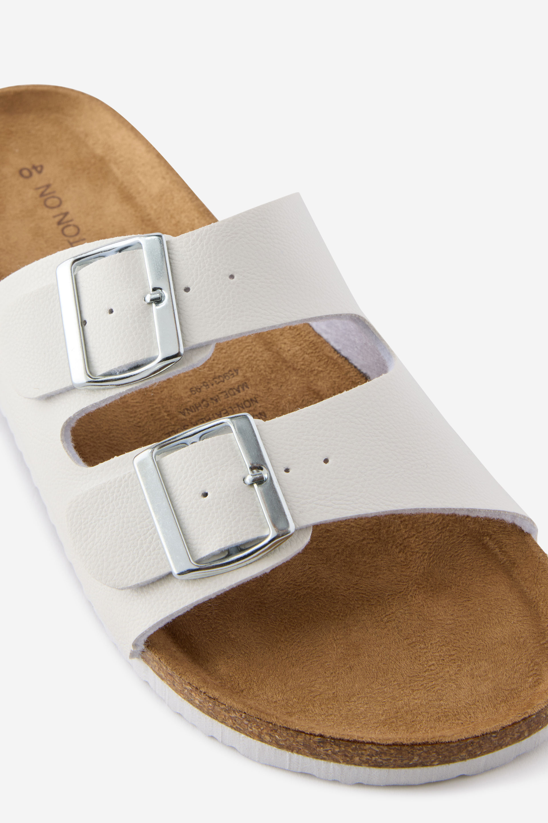 Rex Double Buckle Slide, WHITE PEBBLED PU - example image 2