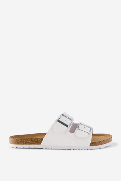 Rex Double Buckle Slide, WHITE PEBBLED PU - example image 1