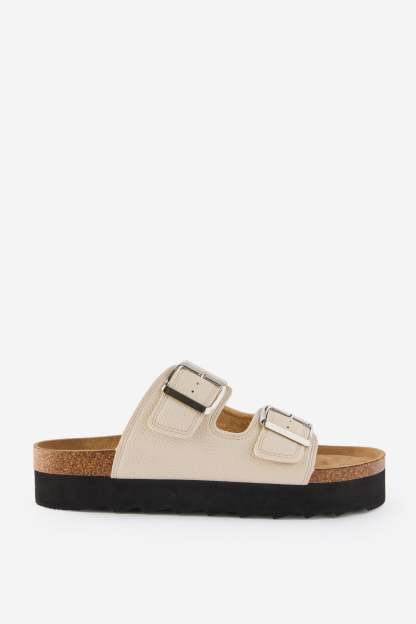 Rex Flatform Buckle Slide, ECRU PEBBLED PU - example image 1