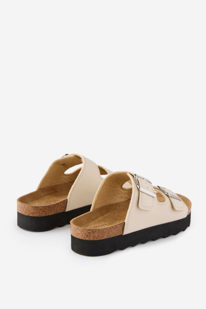 Rex Flatform Buckle Slide, ECRU PEBBLED PU - example image 3