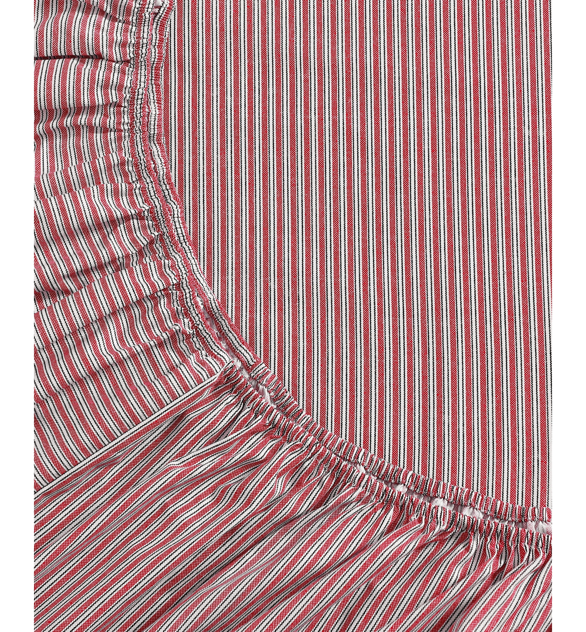 Tommy Hilfiger Printed 200-Thread Count Cotton Percale Sheet Set - Highland Ticking Stripe Red