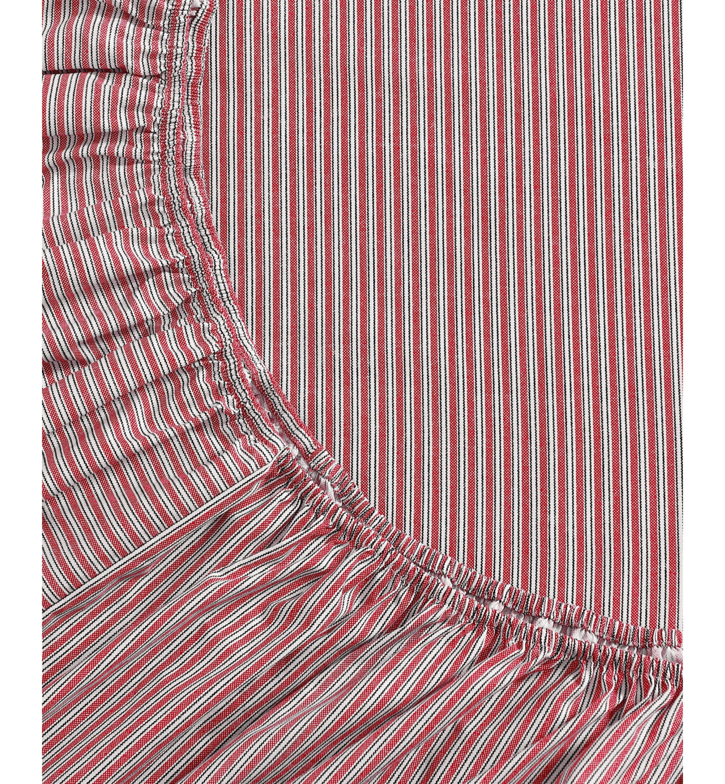 Tommy Hilfiger Printed 200-Thread Count Cotton Percale Sheet Set - Highland Ticking Stripe Red