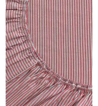 Tommy Hilfiger Printed 200-Thread Count Cotton Percale Sheet Set - Highland Ticking Stripe Red