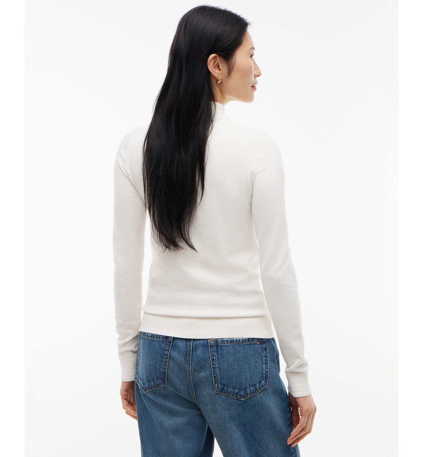 Tommy Hilfiger Women's Mock Neck Long-Sleeve Slim-Fit Sweater - Ivory Petal