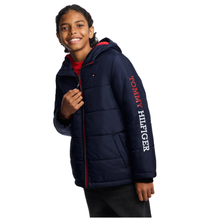 Tommy Hilfiger Boys' 8-20 Logo Puffer Jacket - Navy Blazer