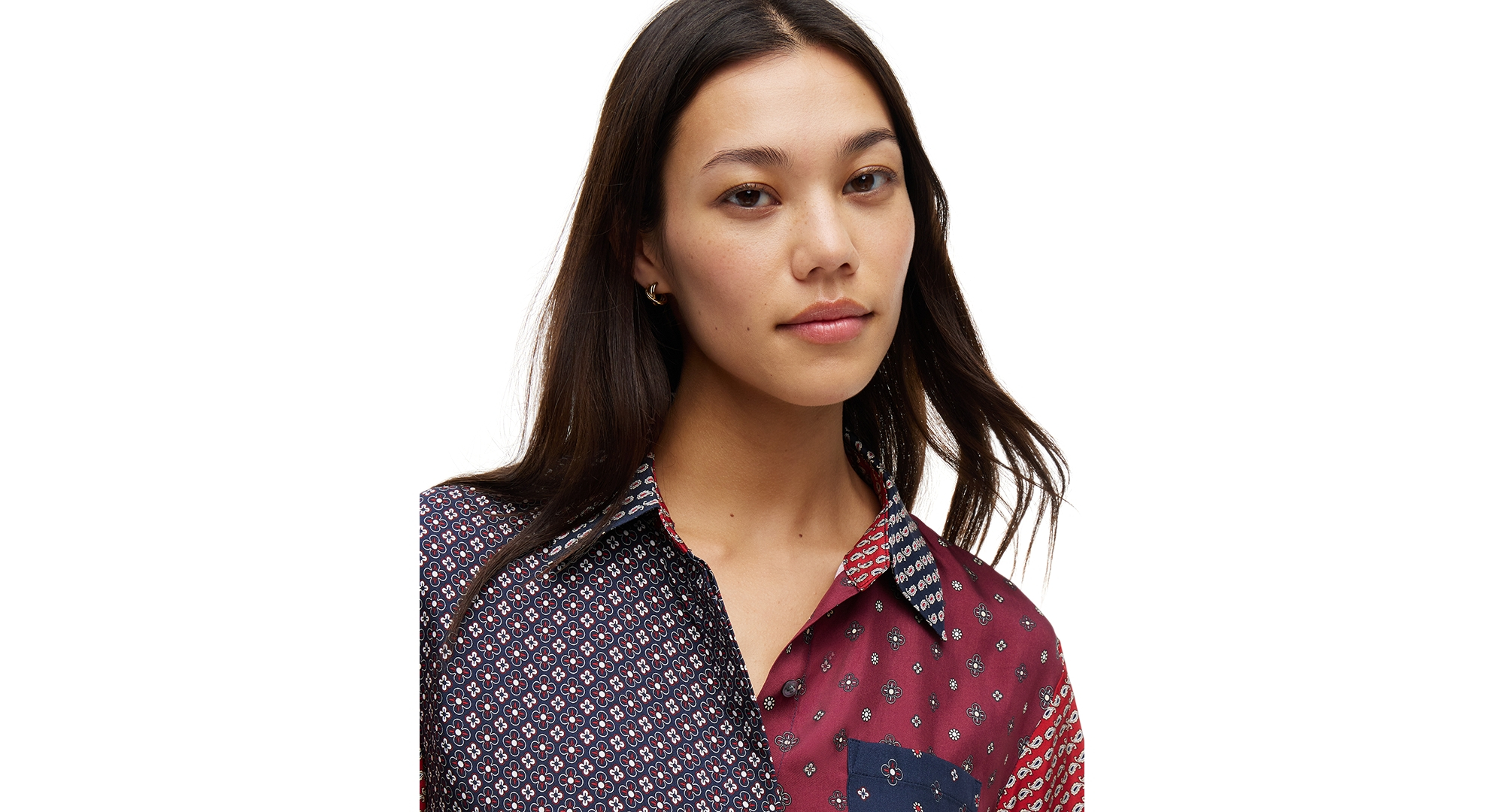Tommy Hilfiger Women's American Icons Patchwork Long-Sleeve Shirt, Macy's Exclusive - Patchwork Print