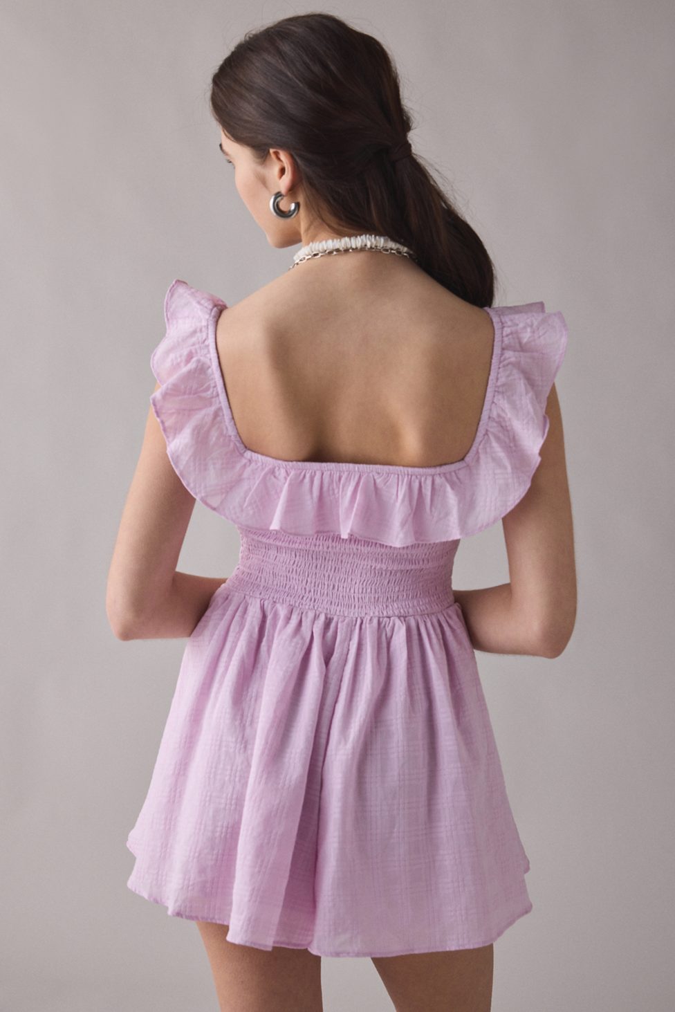 Kimchi Blue Clementine Smocked Ruffle Romper - Lilac