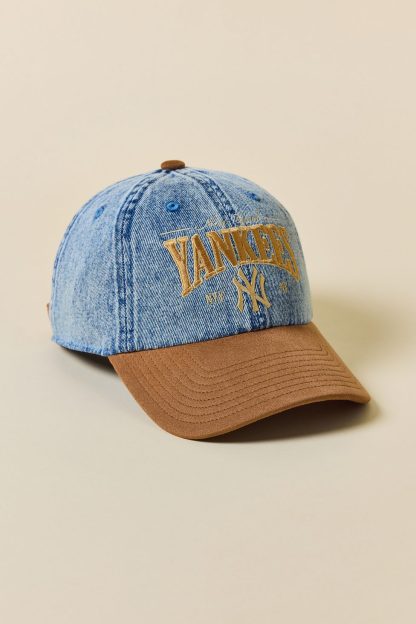 Mitchell & Ness MLB New York Yankees Denim & Faux Suede Dad Hat - Tinted Denim