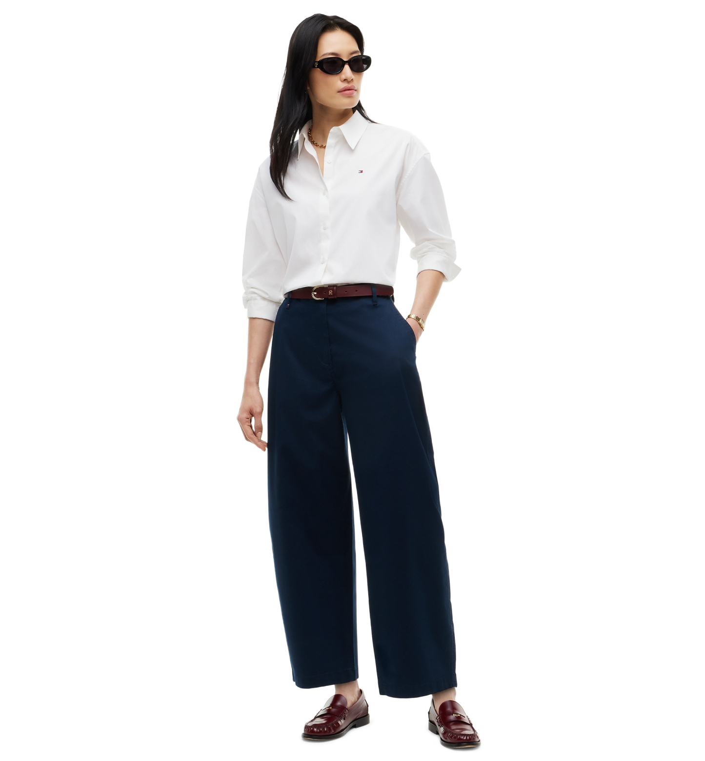 Tommy Hilfiger Women's Barrel High-Rise Chino Pants - Dark Blue