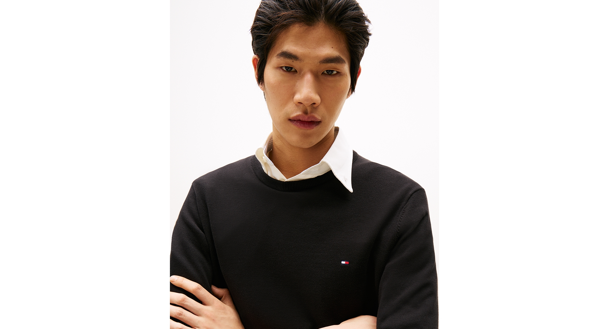 Tommy Hilfiger Men's Essential Cotton Crewneck Sweater - Black