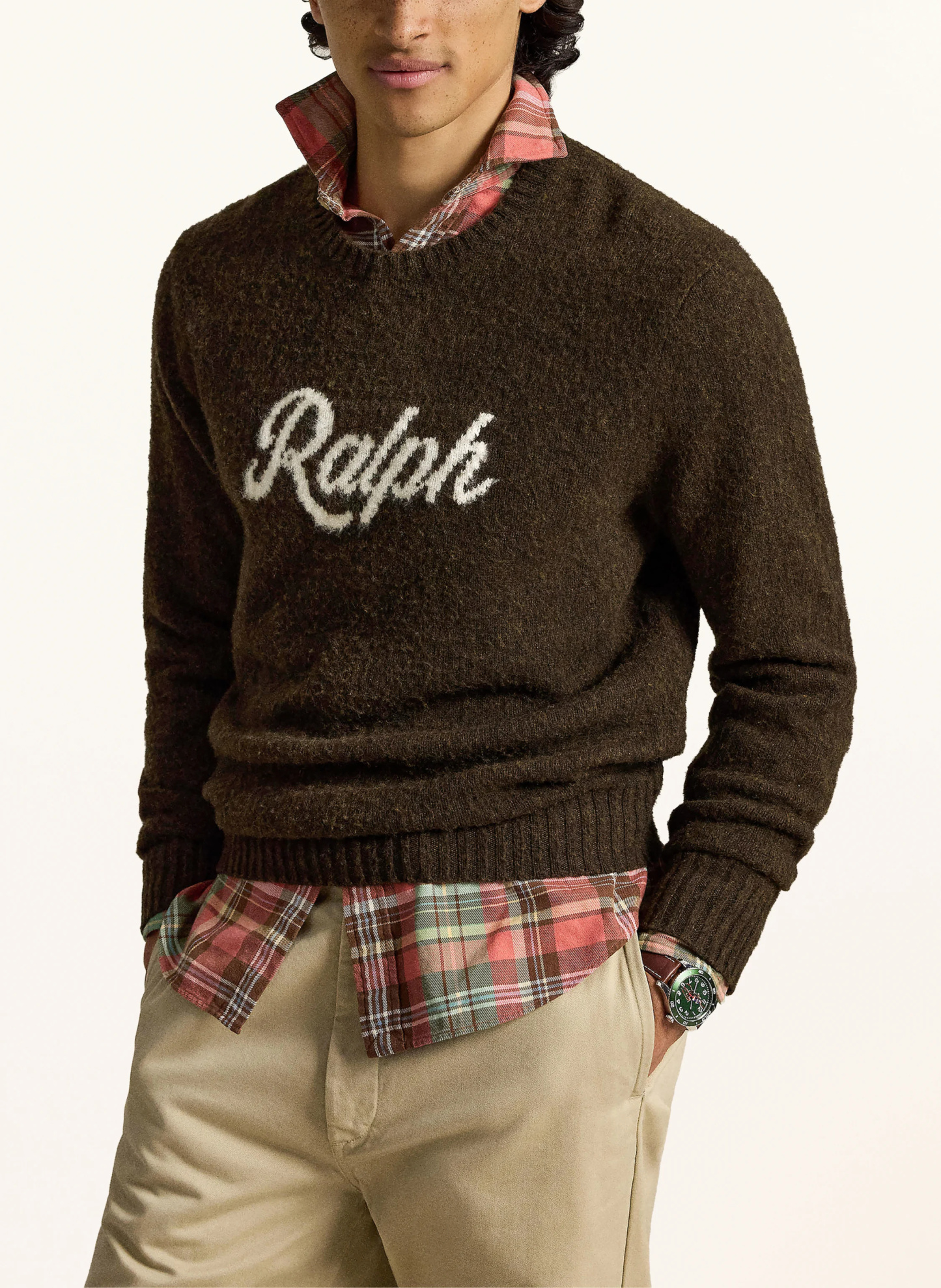 POLO RALPH LAUREN Pullover – DUNKELBRAUN / ECRU