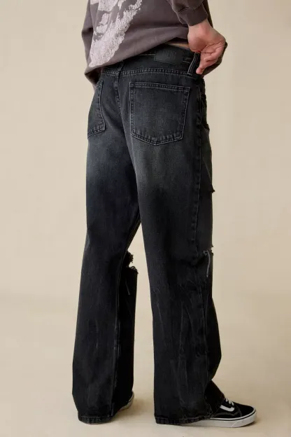 BDG Nitro Destructed Baggy Fit Jeans - Charcoal