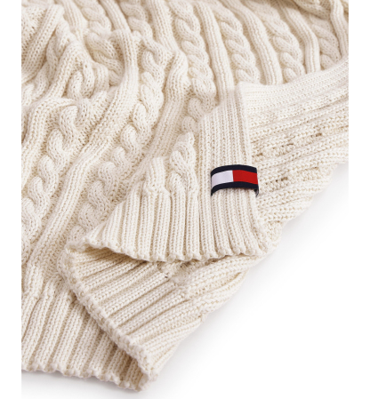 Tommy Hilfiger Solid Cotton Cable Knit Throw, 70" x 50" - Light Beig