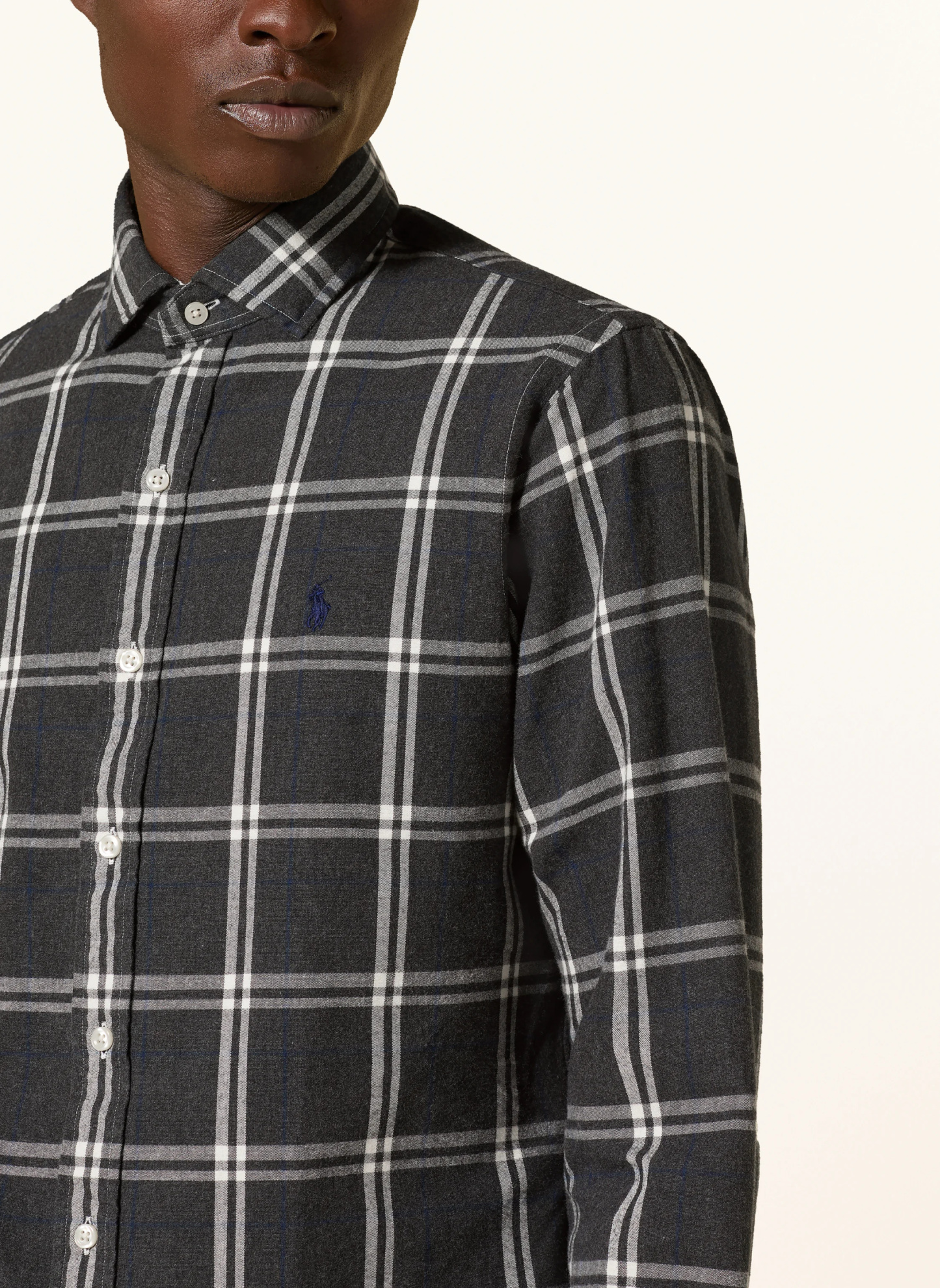 POLO RALPH LAUREN Flanellhemd Custom Fit – DUNKELGRAU / DUNKELBLAU / WEISS