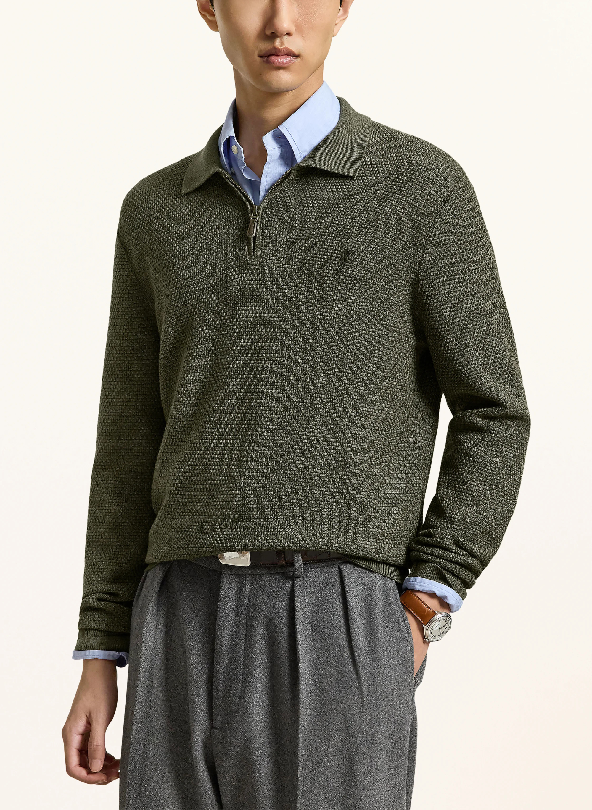 POLO RALPH LAUREN Strick-Poloshirt – OLIV