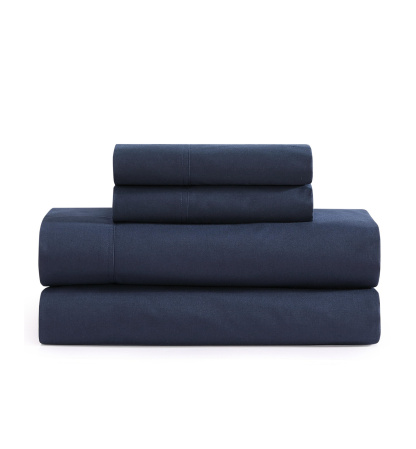 Tommy Hilfiger Solid 200-Thread Count Cotton Percale Sheet Set - Navy